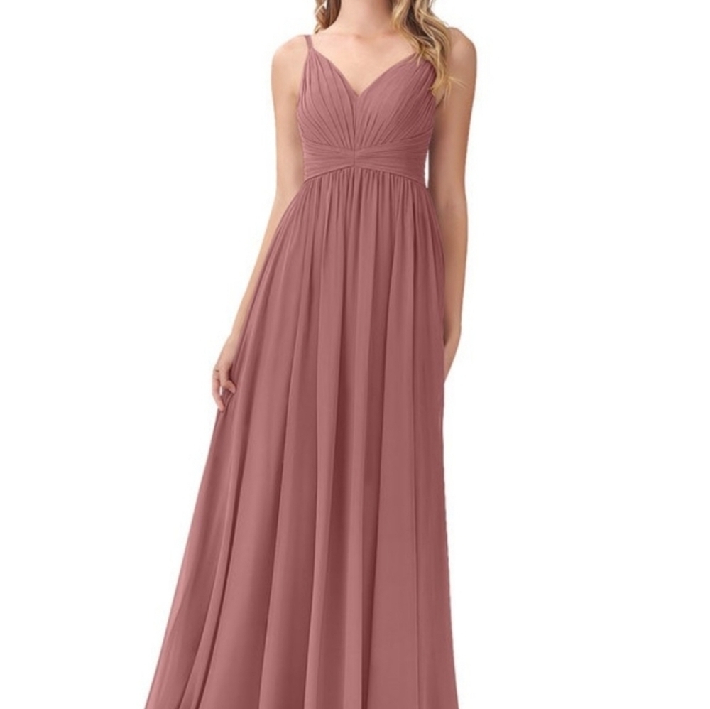 NWT Azazie Serena Chiffon Bridesmaid Dress Desert Rose Size C (10/12) Pockets